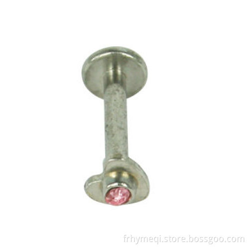 Titanium-plated 16-gauge 1/4" Internally Threaded Heart Labret Gem Body Jewelry